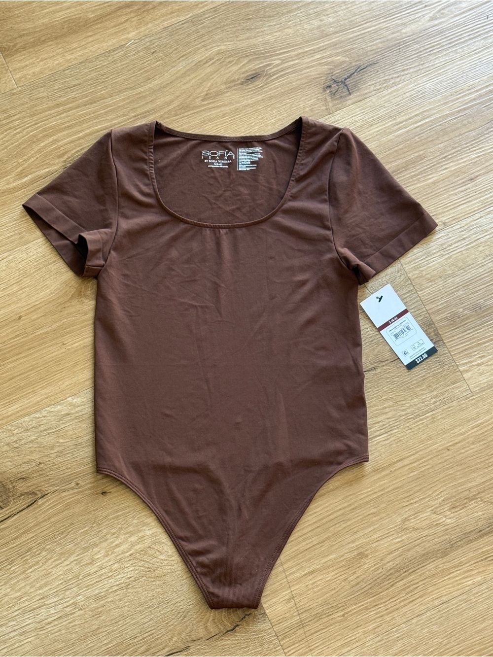 sofia by sofia vergara Brown Scoop Neck Bodysuit